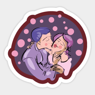 Lovers kissing Sticker